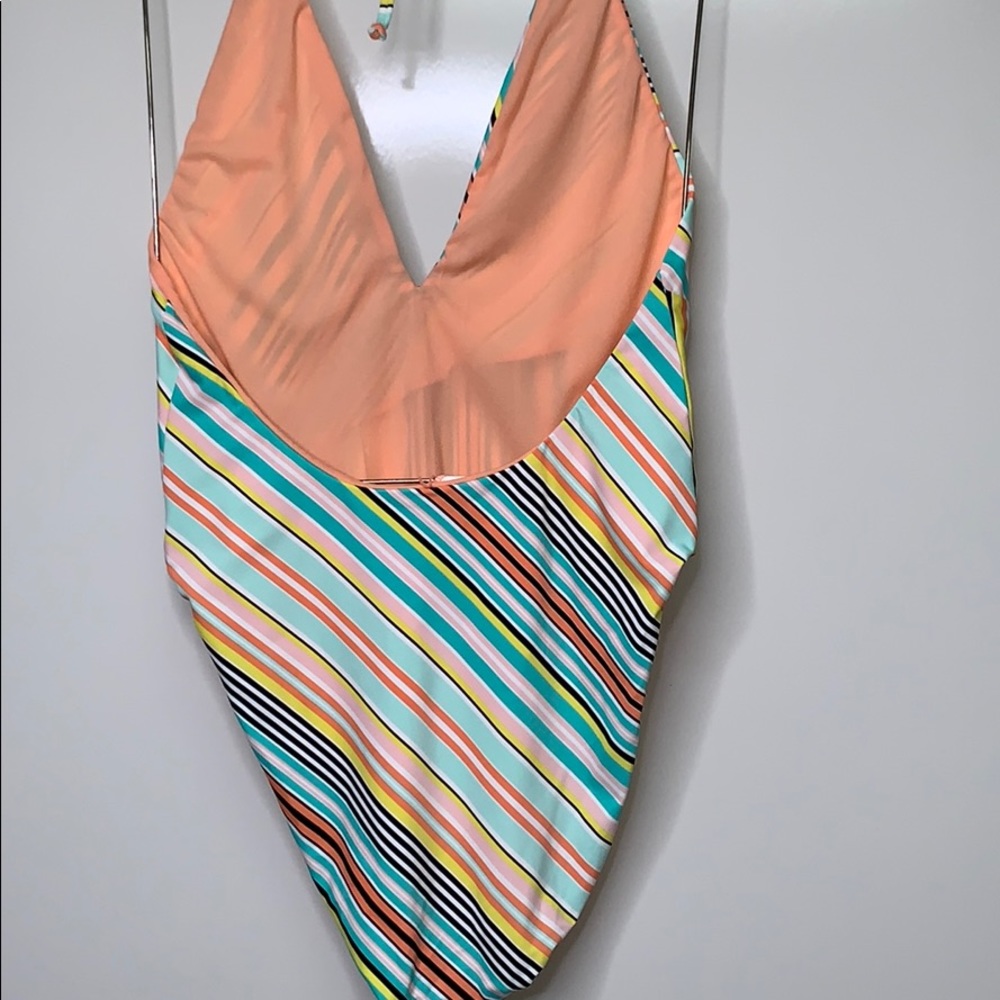 NWT BIKINI LAB • One Piece Striped Plunge Swimsuit - Picture 5 of 7